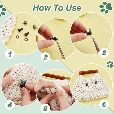 20Pcs 5 Colors Glitter Plastic Doll Craft Eyes with Eyelashes AJEW-PH0011-77-1