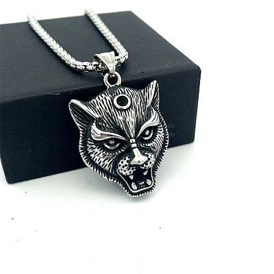 Vintage 304 Stainless Steel Lion Head Pendant Necklaces for Men Women LS-OG9311-1