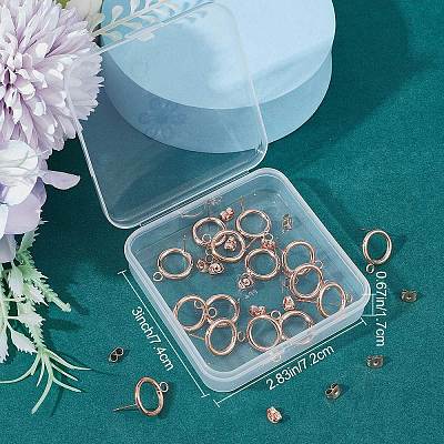 20Pcs 304 Stainless Steel Ring Stud Earring Findings STAS-BBC0001-76RG-1