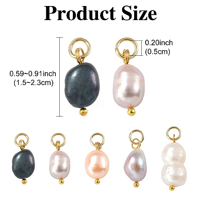 10Pcs 5 Colors Dyed Natural Cultured Freshwater Pearl Pendants PALLOY-YW00041-1