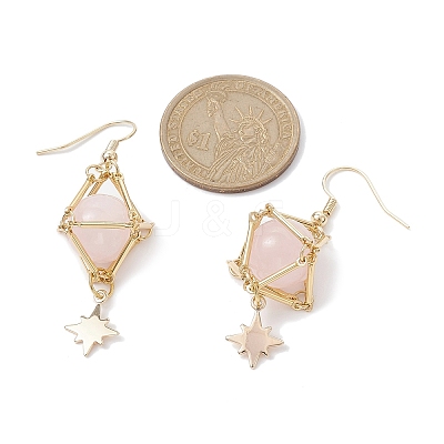 Natural Rose Quartz Dangle Earrings EJEW-JE05499-02-1