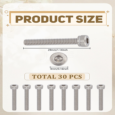 30Pcs M4 304 Stainless Steel Hex Screws STAS-LP0005-56-1