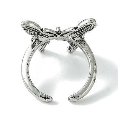 Butterfly Alloy Open Rings for Women RJEW-K275-45AS-1