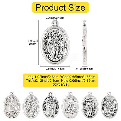 30Pcs 6 Styles Religion Tibetan Style Alloy Pendants FIND-FS0005-01-1
