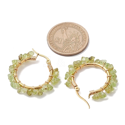 Natural Peridot Hoop Earring EJEW-JE05709-02-1