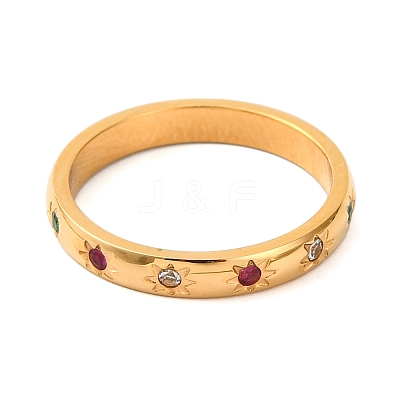 Ion Plating(IP) 304 Stainless Steel With Rhinestone Rings for Women X-RJEW-S239-01G-1