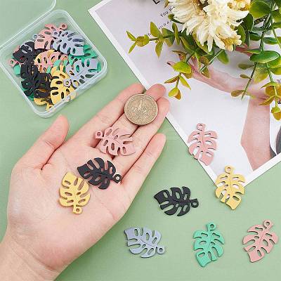 30Pcs 5 Colors Spray Painted Alloy Pendants FIND-BC0003-26-1