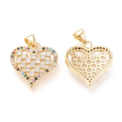 Brass Micro Pave Clear Cubic Zirconia Pendants X-ZIRC-L096-30G-1