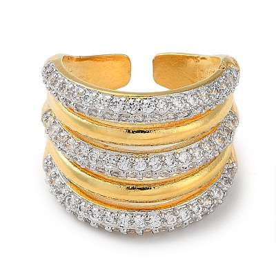 Rack Plating Brass Open Cuff Rings KK-K346-16G-1