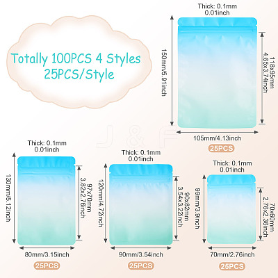 100Pcs 4 Styles PET Zipper Bags OPP-TA0001-19D-1