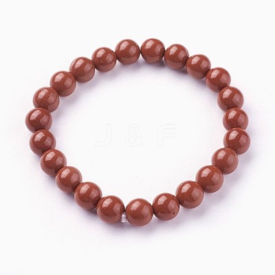 Natural Red Jasper Beads Stretch Bracelets BJEW-F380-01-B02-1