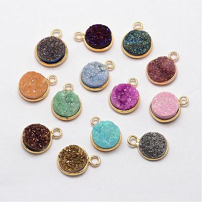 Electroplate Natural Druzy Quartz Crystal Pendants G-F333-M-1