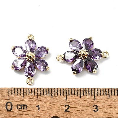 Brass Pave Medium Orchid Cubic Zirconia Connector Charms FIND-Z029-03G-1