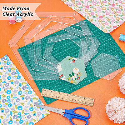 2/3/4/5/6 Inch Hexagon Quilting Template TOOL-WH0002-44-1