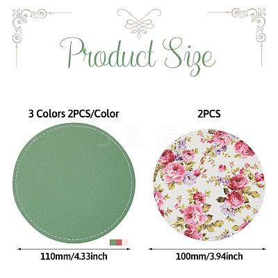 Magibead 8Pcs 4 Styles PU Leather Cup Mats AJEW-MB0001-09B-1