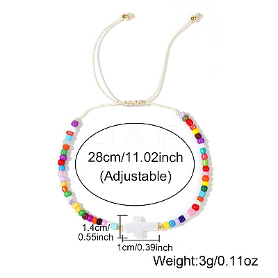 Glass Seed Beads & Brass Braided Beaded Bracelets TV0952-12-1