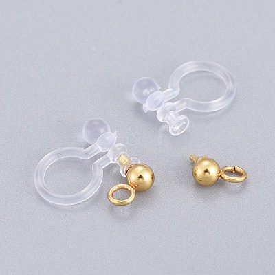 304 Stainless Steel Clip-on Earring Component STAS-L238-081G-1