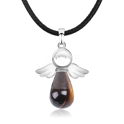 Angel Natural Tiger Eye Pendant Necklaces OH8264-06-1