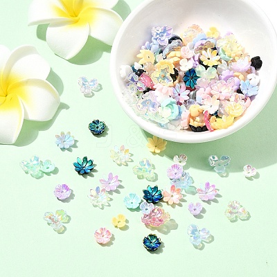 200Pcs 4 Styles Acrylic & Resin Bead Caps FIND-YW0010-10-1