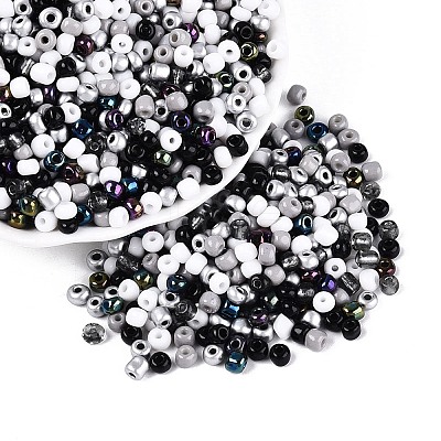 Opaque & Transparent Inside Colours 6/0 Glass Seed Beads SEED-F004-4mm-01-1