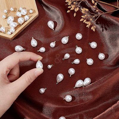 40Pcs 2 Style ABS Plastic Imitation Pearl Pendants KY-CA0001-20-1