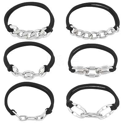 6Pcs 6 Styles Elastic Hair Ties OHAR-ME0001-16A-1