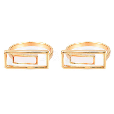 Natural Shell Rectangle Finger Ring RJEW-N039-01-1