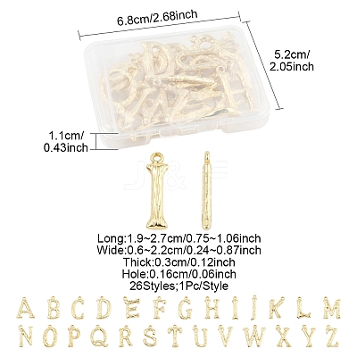 26Pcs 26 Styles Brass Pendants KK-FS0001-65G-1