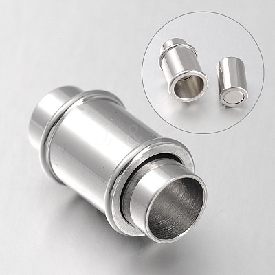 Tarnish Resistant Column 304 Stainless Steel Magnetic Clasps with Glue-in Ends STAS-N057-24-1