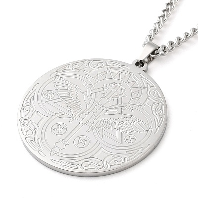 Non-Tarnish 304 Stainlessa Steel Curb Chain Pendant Necklaces LS-NJEW-H034-05P-1