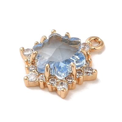 Brass with Cubic Zirconia Pendants KK-G499-15G-03-1