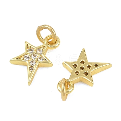 Brass Micro Pave Clear Cubic Zirconia Charms KK-D218-23G-02-1