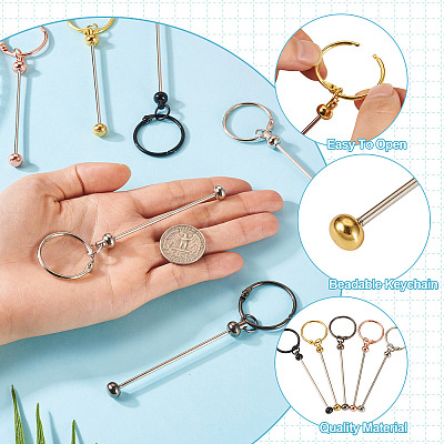 15Pcs 5 Colors Iron Bar Beadable Keychain Clasps AJEW-TA0002-14-1