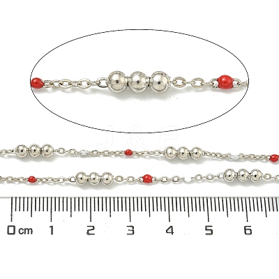 Brass Enamel Round Beaded Link Chain CHC-G022-07P-14-1