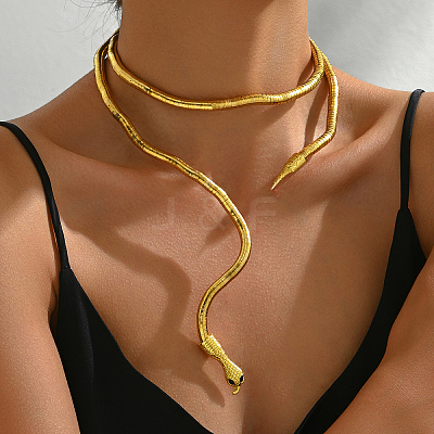 Iron Snake-Shaped Coil Choker Necklaces LS-NJ6393-1-1
