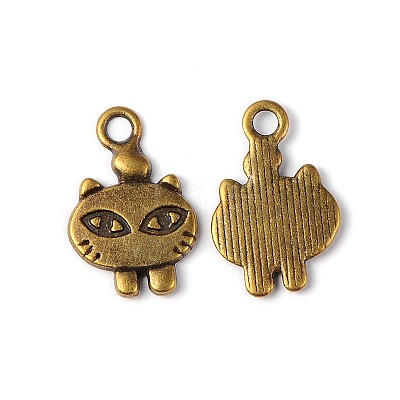 Tibetan Style Alloy Kitten Pendants X-EDD035Y-AB-1