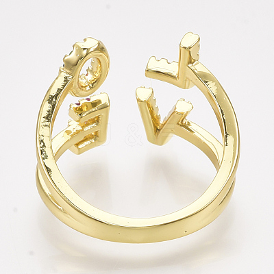 Brass Micro Pave Cubic Zirconia Cuff Rings RJEW-S044-050-1