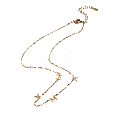 Mother's Day 304 Stainless Steel Letter MAMA Pendant Necklaces for Women NJEW-Z117-01G-1
