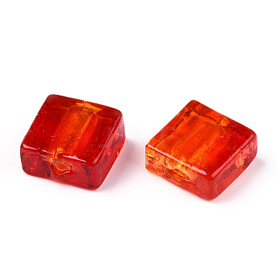 Handmade Silver Foil Lampwork Beads X-FOIL-S006-12x12mm-01-1
