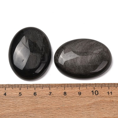 Natural Silver Sheen Obsidian Cabochons G-G741-30x40mm-23-1