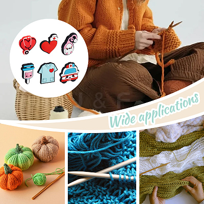 6Pcs 6 Styles Medical Theme Silicone Beads Knitting Needle Protectors/Knitting Needle Stoppers DIY-NB0010-41-1