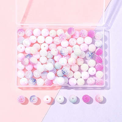 200Pcs 10 Styles Imitation Pearl & Opaque Acrylic Berry Beads OACR-FS0001-96B-1