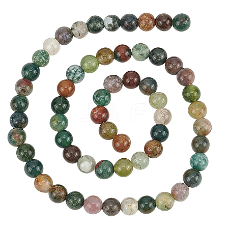 2 Strands Round Natural Indian Agate Gemstone Beads Strands G-AN0001-03-1