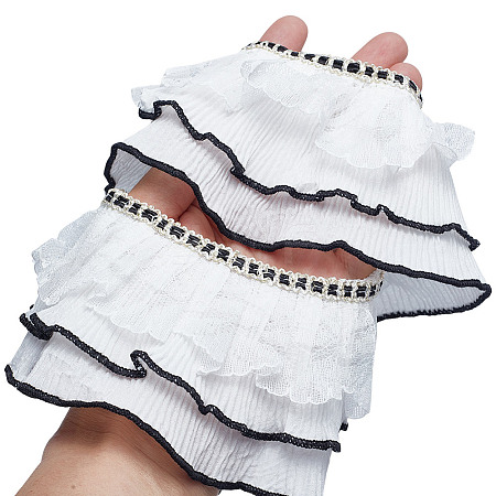 5 Yards Polyester Pleated Lace Ribbon OCOR-DC0001-22-1