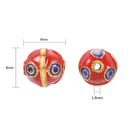 Chinese Style Alloy Enamel Beads ENAM-L015-25A-G-1