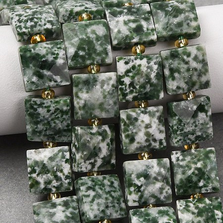 Natural Green Spot Jasper Beads Strands G-F839-A23-01-1