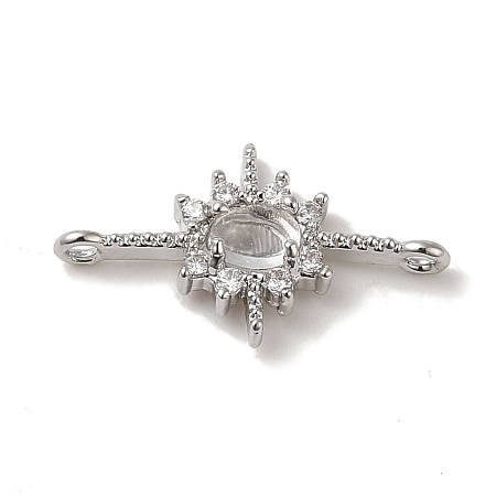 Brass Pave Clear Cubic Zirconia Star Links Connector Charms KK-K371-06P-1