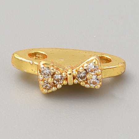 Brass Pave Clear Cubic Zirconia Connector Charms LS-KK-WH0081-22B-G-1