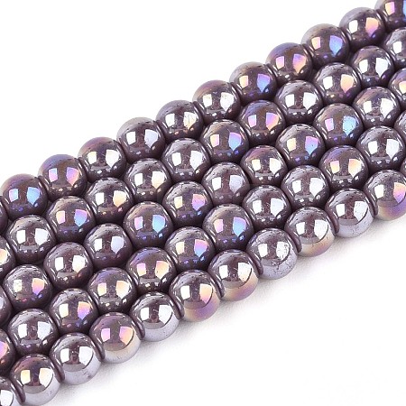 Electroplate Opaque Glass Beads Strands GLAA-T032-P4mm-AB15-1