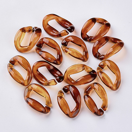  Jewelry Beads Findings Two Tone Acrylic Linking Rings, For Curb Chains Making, Imitation Gemstone, Twist, Chocolate, 37~39x25~27x13~14mm, Inner Diameter: 25x7~8mm, about 130pcs/500g